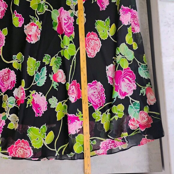 Spenser Jeremy Silk Midi Skirt Womens Plus 16 Rose Floral Romantic Whimsigoth - Picture 8 of 10